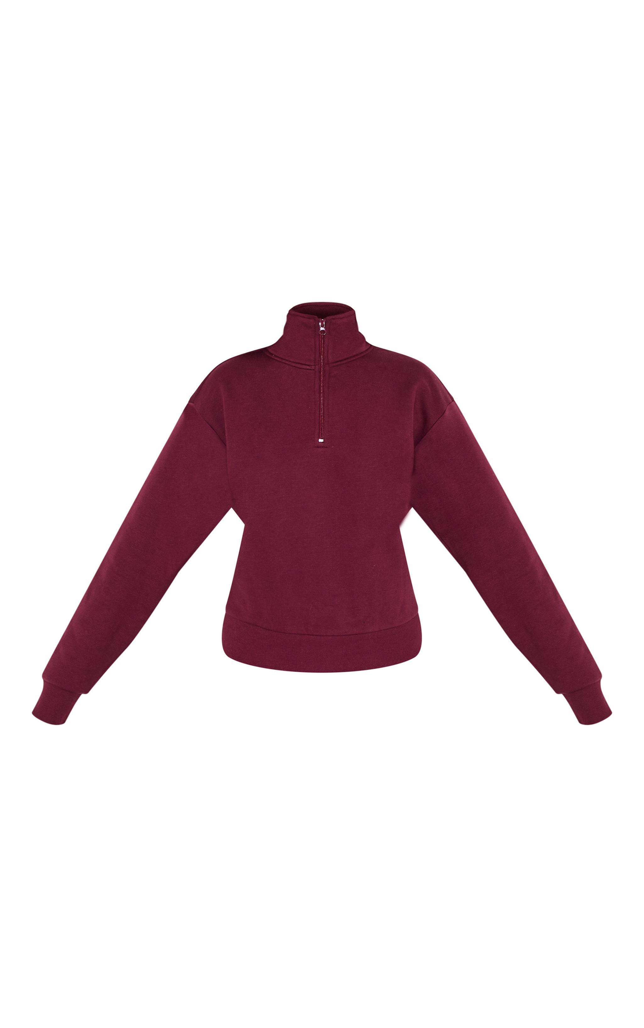 Petite Burgundy Quarter Zip Sweatshirt Product Image