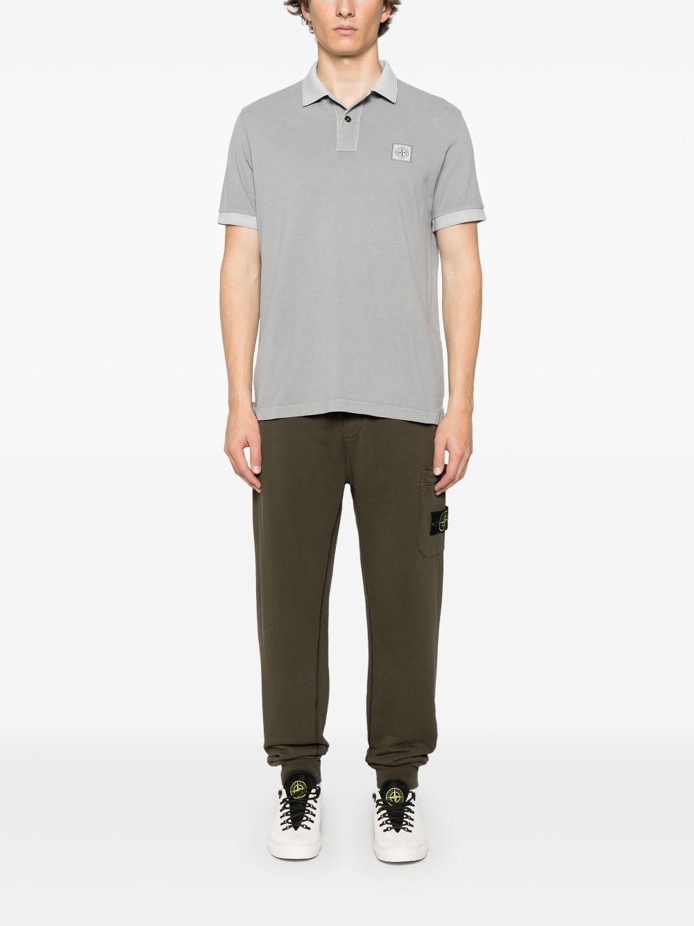 STONE ISLAND Compass-patch Polo Shirt In Grey Product Image