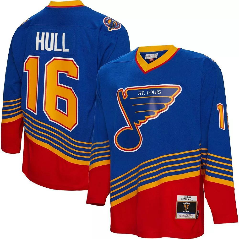 Men's Mitchell & Ness Brett Hull Blue St. Louis Blues 1995 Blue Line Player Jersey, Size: Medium Product Image