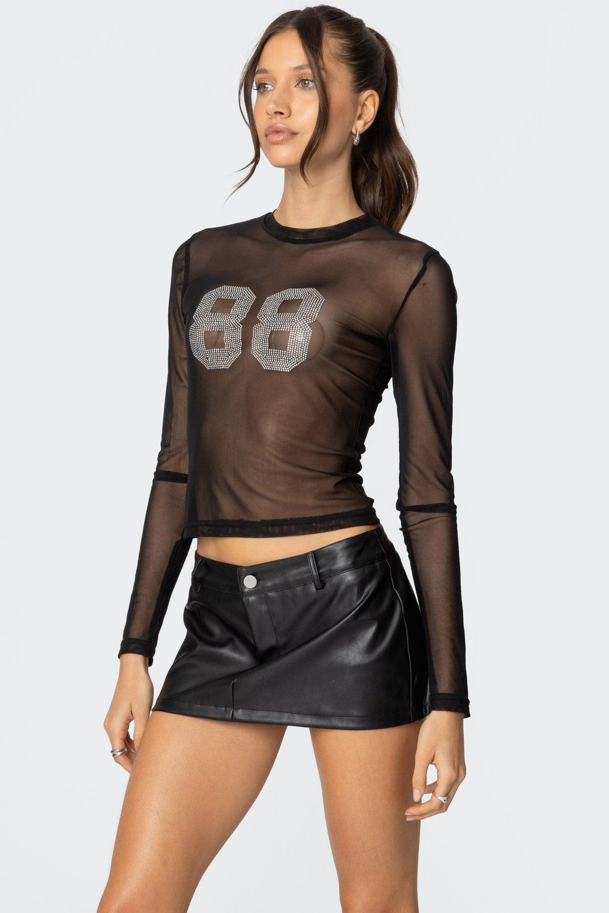 88 Rhinestone Sheer Mesh Top Product Image