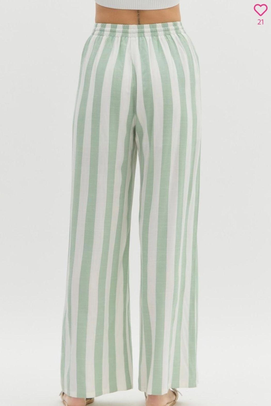 Pants, Green Striped Product Image