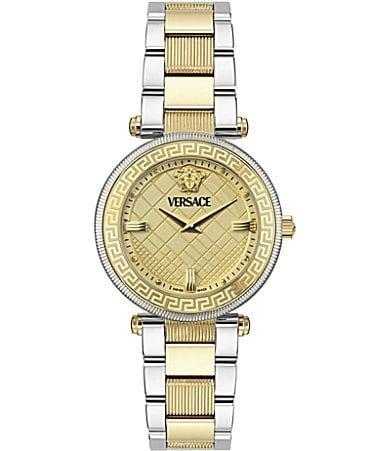 Versace Womens Gold Dial Reve Analog Two Tone Stainless Steel Bracelet Watch Product Image