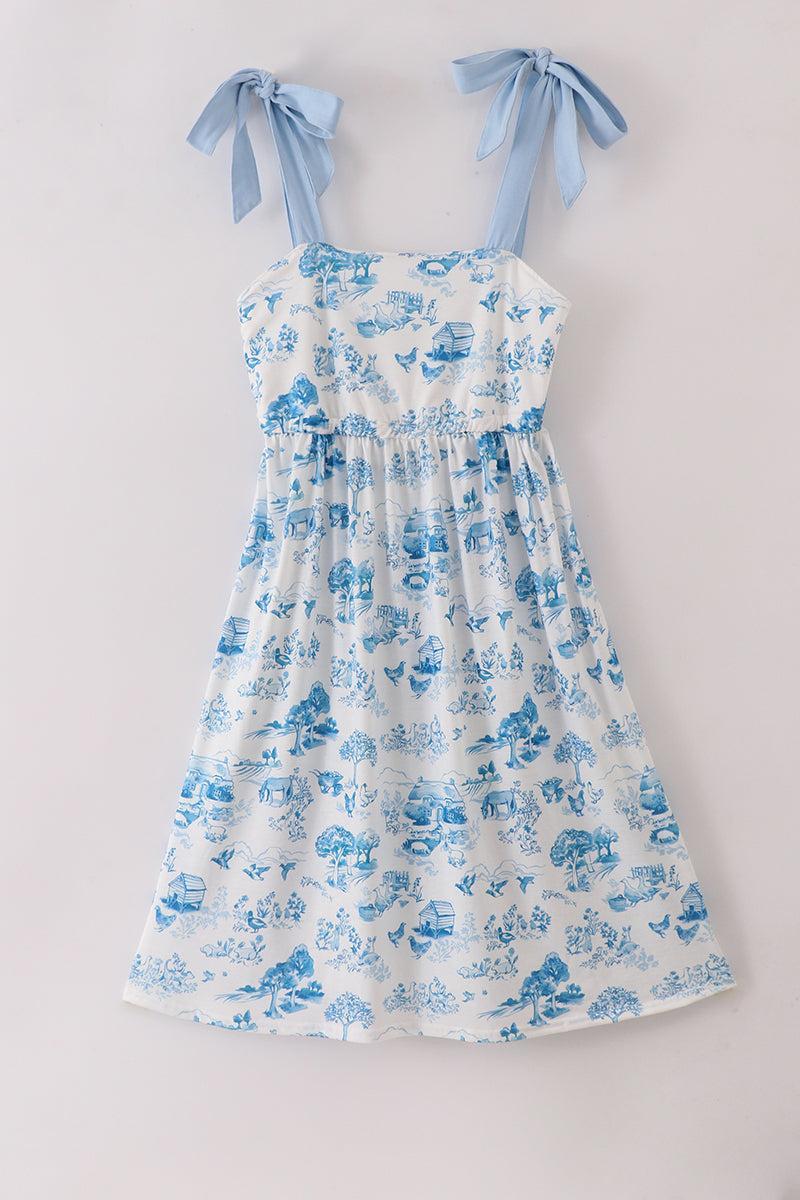Bow applique print mom&me dress Product Image