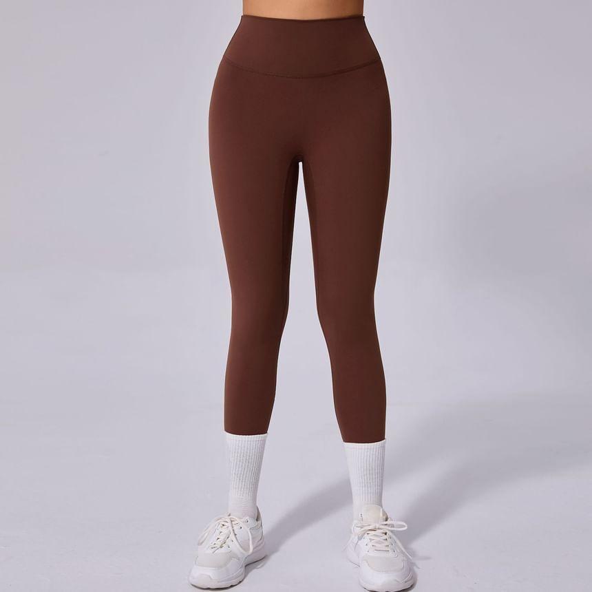 High Waist Plain Yoga Pants Product Image