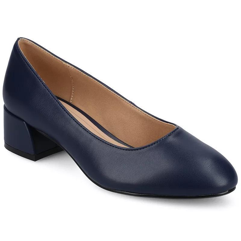 Journee Medium and Wide Width Saarii Women's Slip-On Block Heel Pumps, Size: 11, Blue Product Image