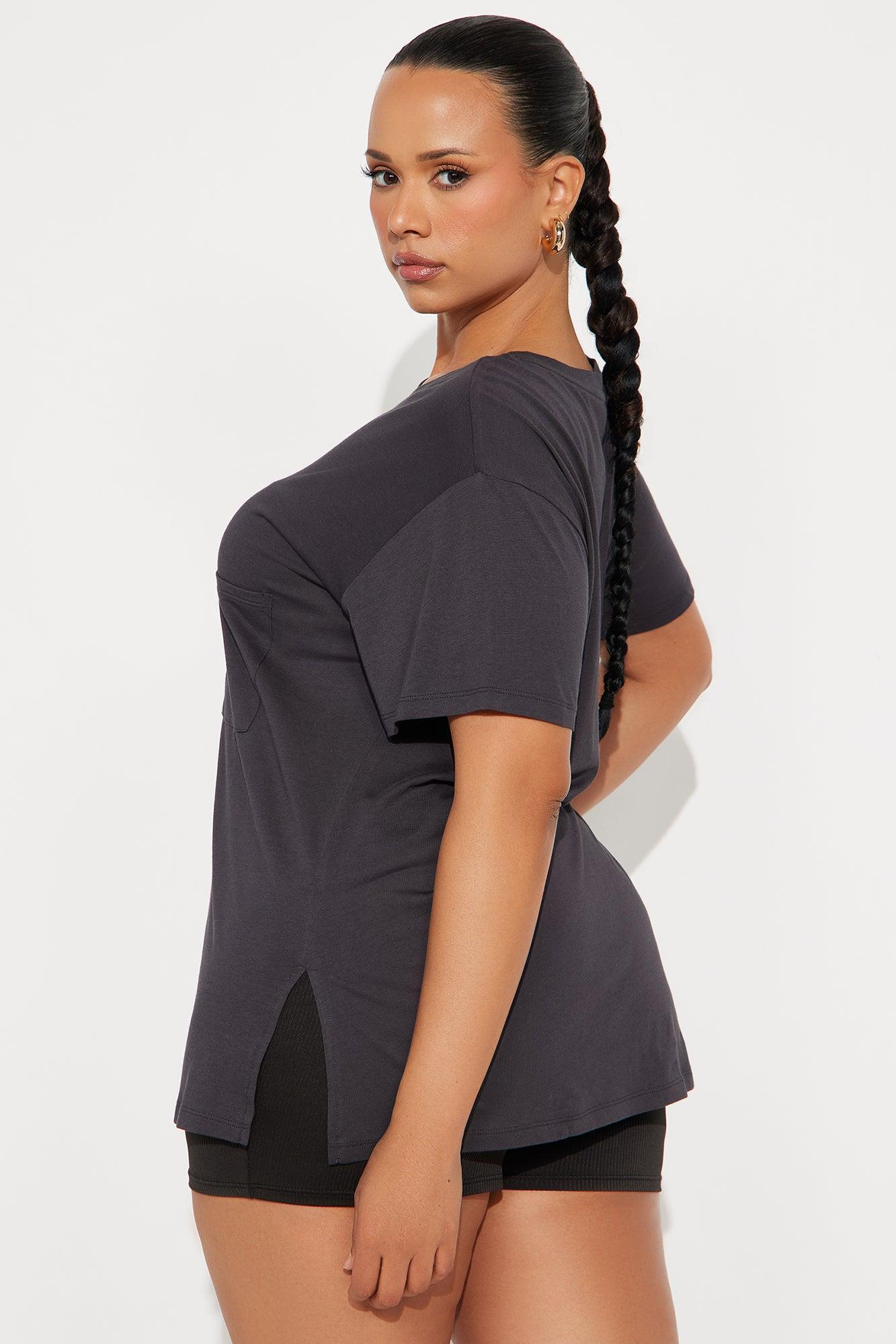 Laid Back Chillin' Pocket Tee - Charcoal Female Product Image