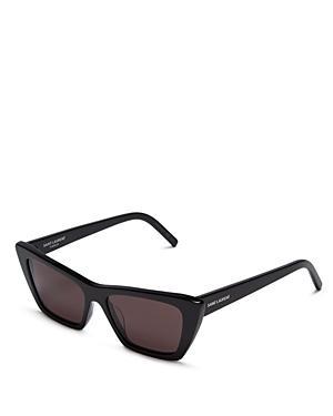 Saint Laurent Narrow Cat Eye Sunglasses Shiny Black/Grey Green One Size Product Image