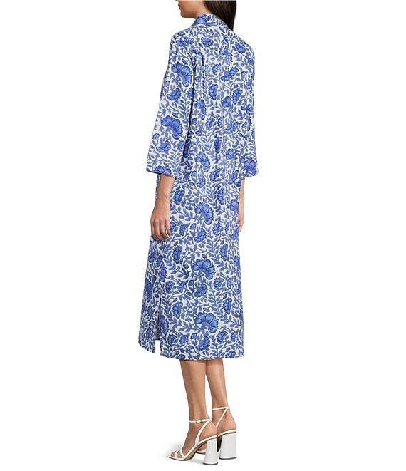 Jude Connally Kallan Sapphire Garden Print Point Collar Shift Midi Dress Product Image