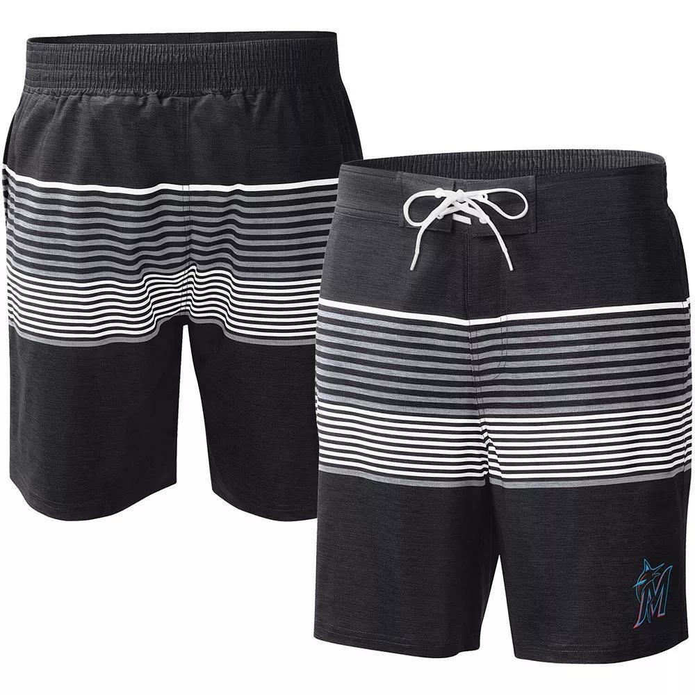 Men's G-III Sports by Carl Banks Black Miami Marlins Coastline Volley Swim Shorts,  Product Image