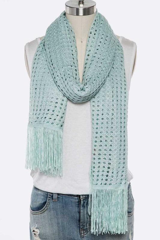 Lurex Tassel Cotton Blend Large Shawl Scarf Product Image