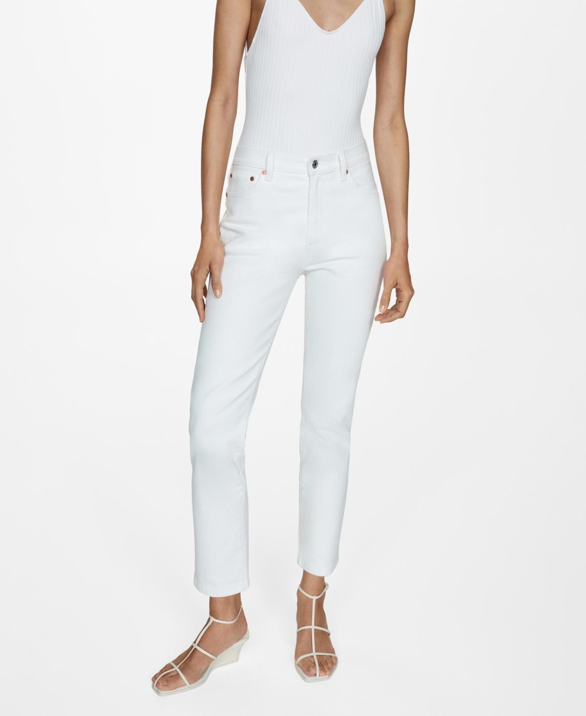 Mango Womens Claudia Slim Crop Waxed Jeans Product Image