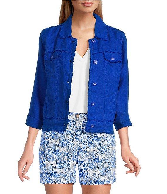 Tommy Bahama Two Palm Raw Edge Point Collar Long Sleeve Button Front Jacket Product Image