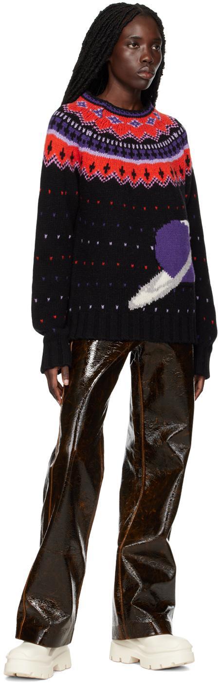 MSGM Intarsia-knit Collar Jumper In Black Product Image