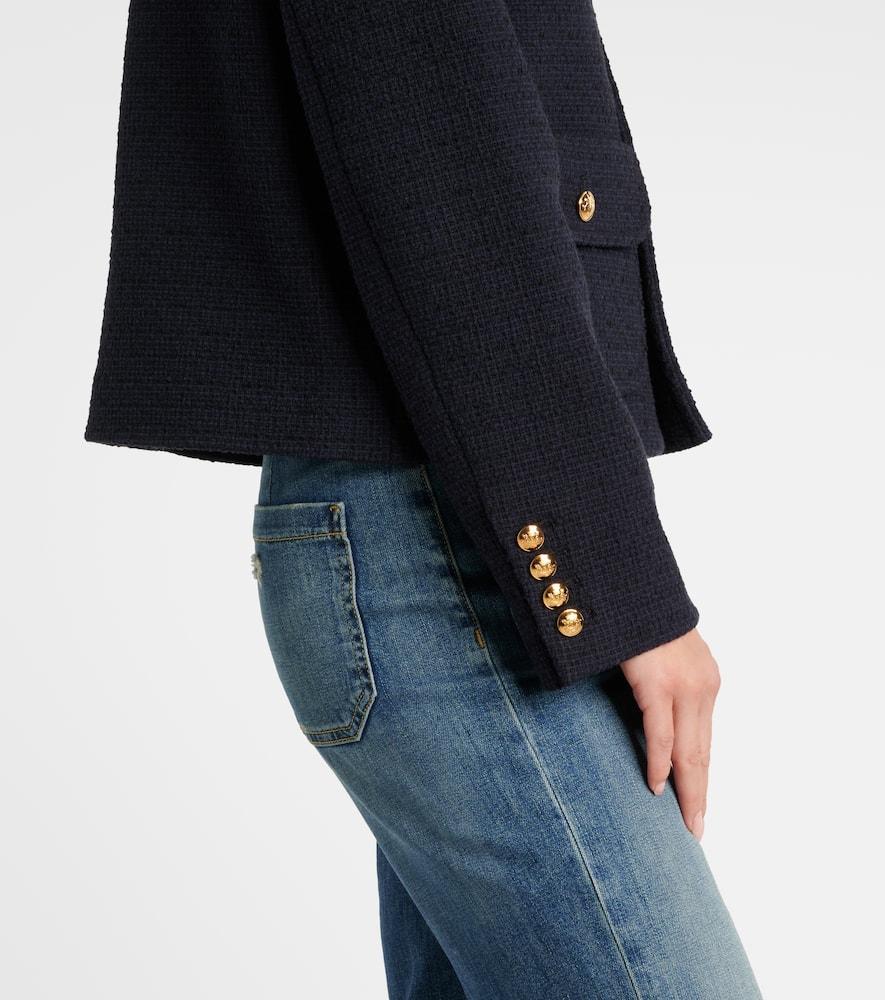 NILI LOTAN Paola Boucle Short Jacket In Navy Product Image