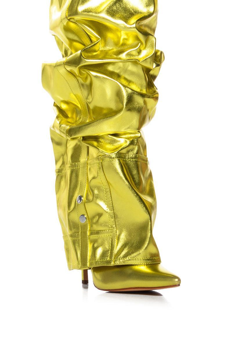 AZALEA WANG SUTTER YELLOW METALLIC PANT LOOK BOOT Product Image