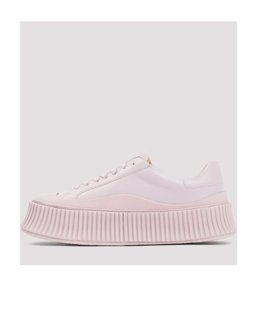 JIL SANDER Leather Flatform Sneakers In Pink Product Image