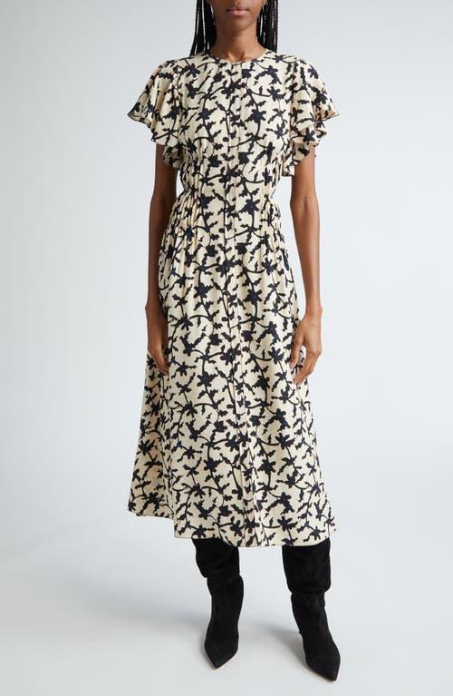 ULLA JOHNSON Anais Printed A-line Midi Dress In Pink Product Image