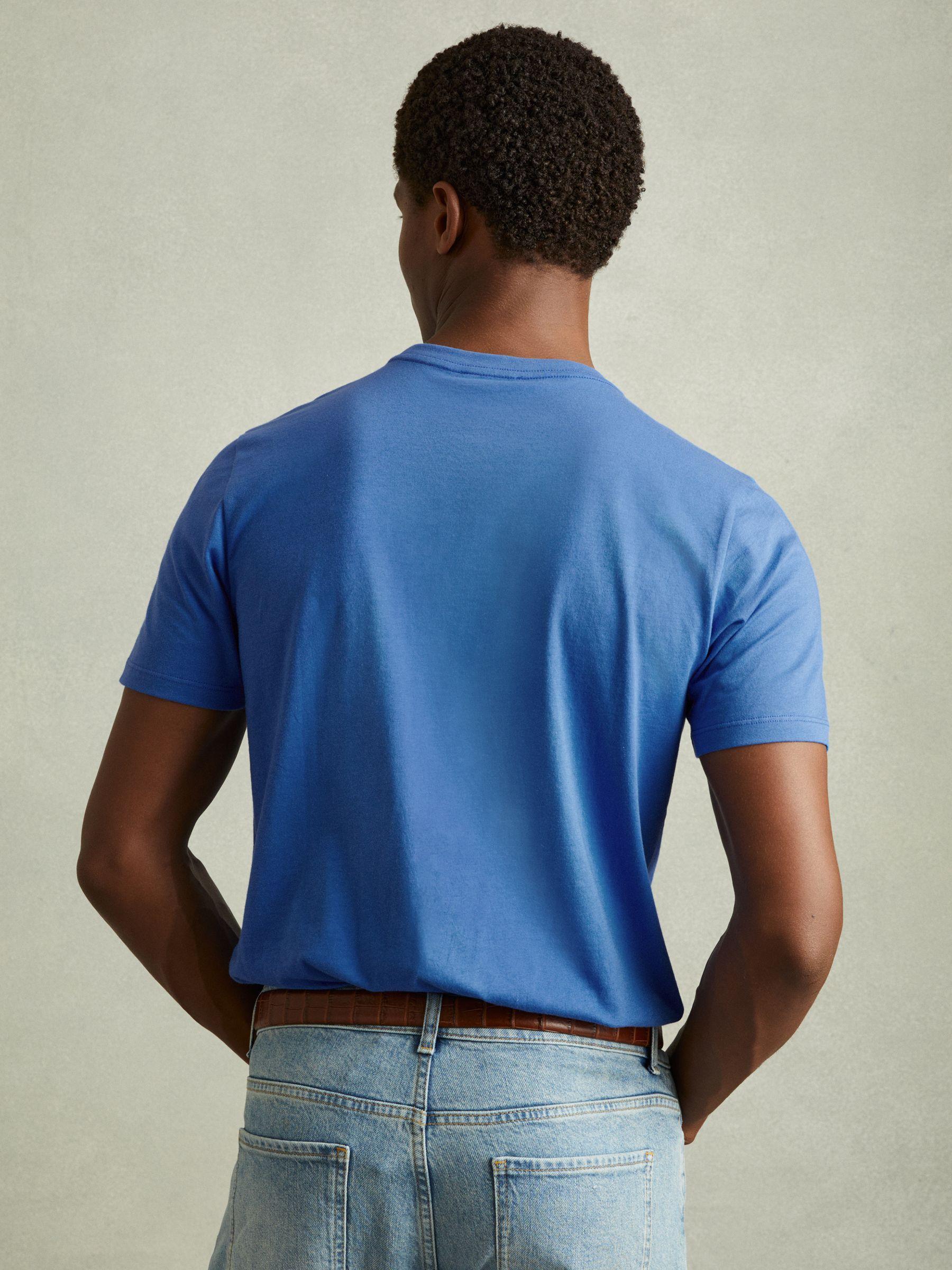 Cotton Crew Neck T-Shirt in Cobalt Blue Product Image