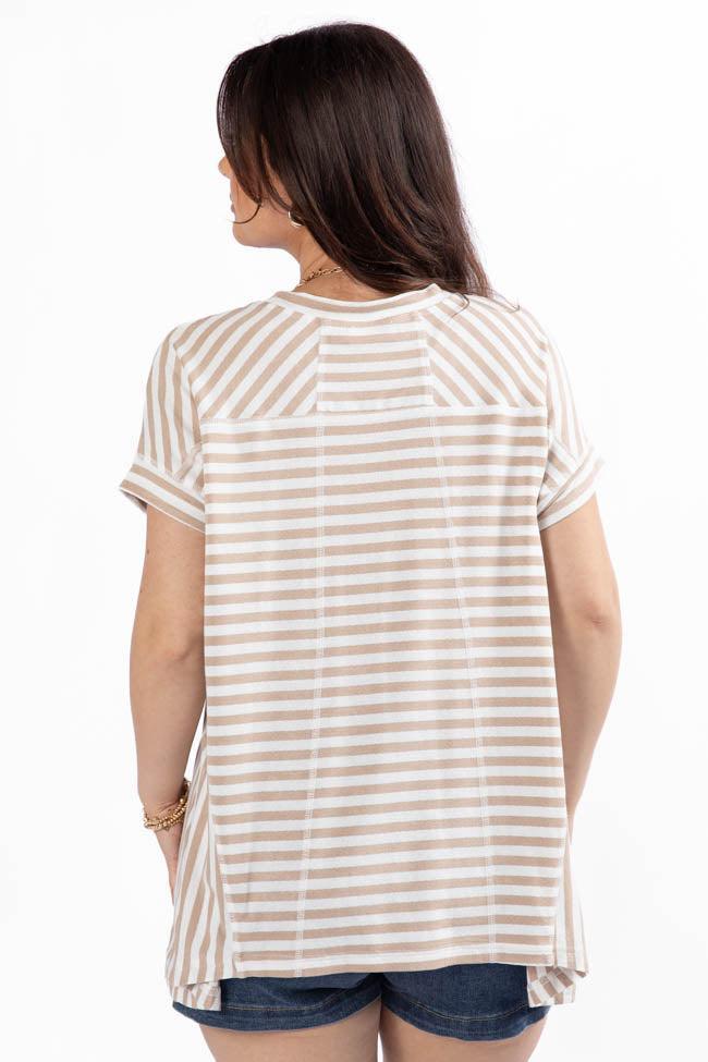 Had It All Beige and Ivory Oversized Stripe Tee Product Image