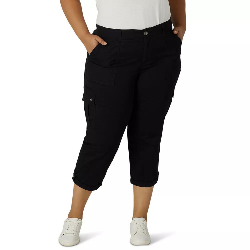 Plus Size Lee® Flex-To-Go Cargo Capri Pants, Women's, Size: 25 - Regular, Black Product Image