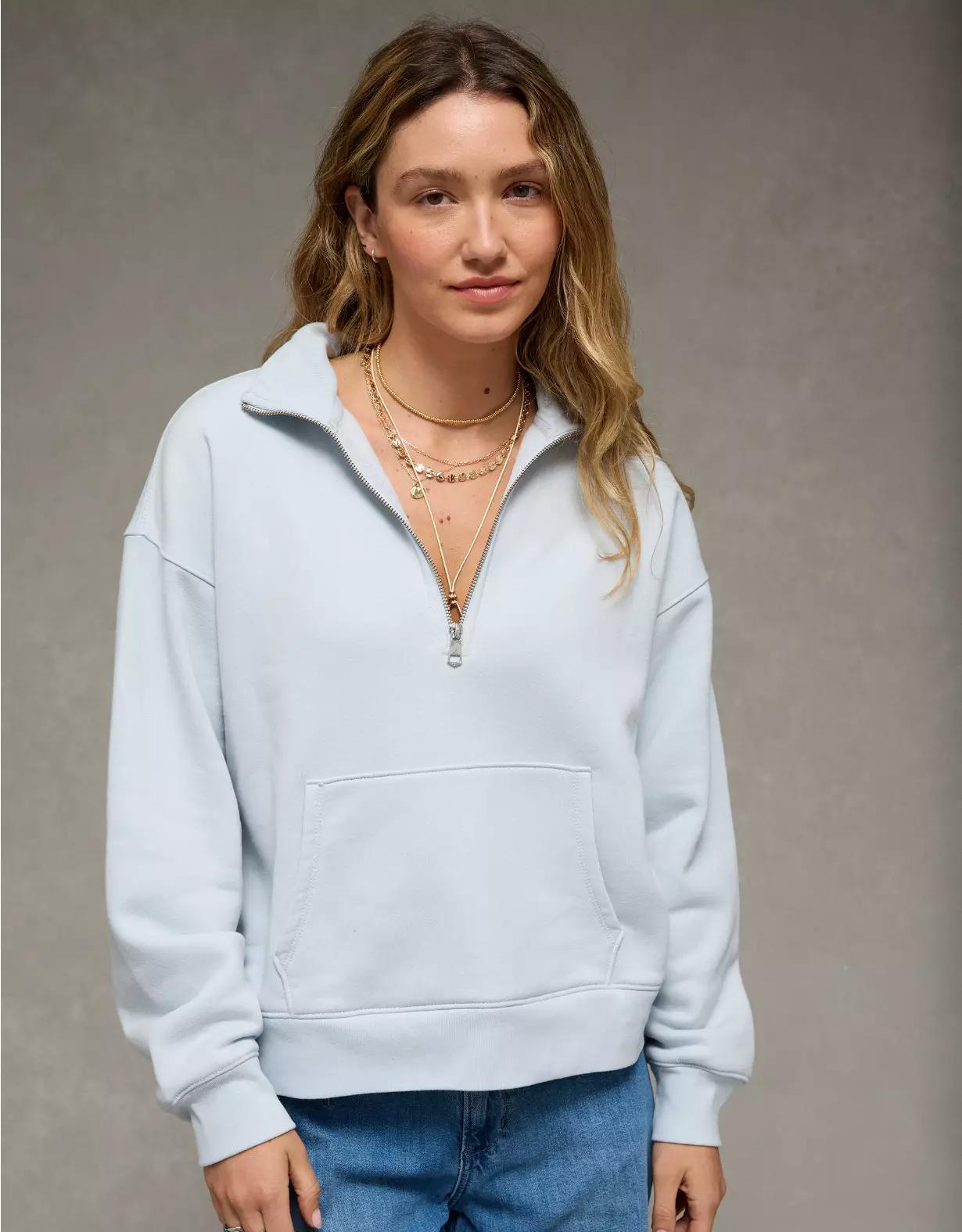 AE Everyday Luxe Quarter Zip Sweatshirt Product Image