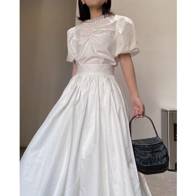 High Rise Plain Maxi A-Line Skirt Product Image