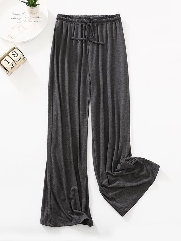 High Waisted Loose Drawstring Elasticity Solid Color Casual Pants Bottoms Trousers Product Image