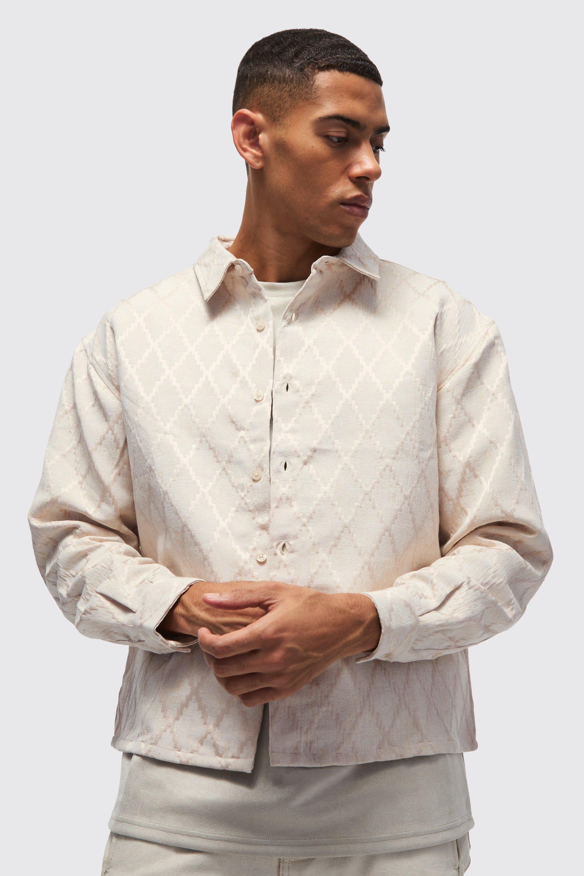 Boxy Jacquard Shirt Jacket | boohooMAN USA Product Image