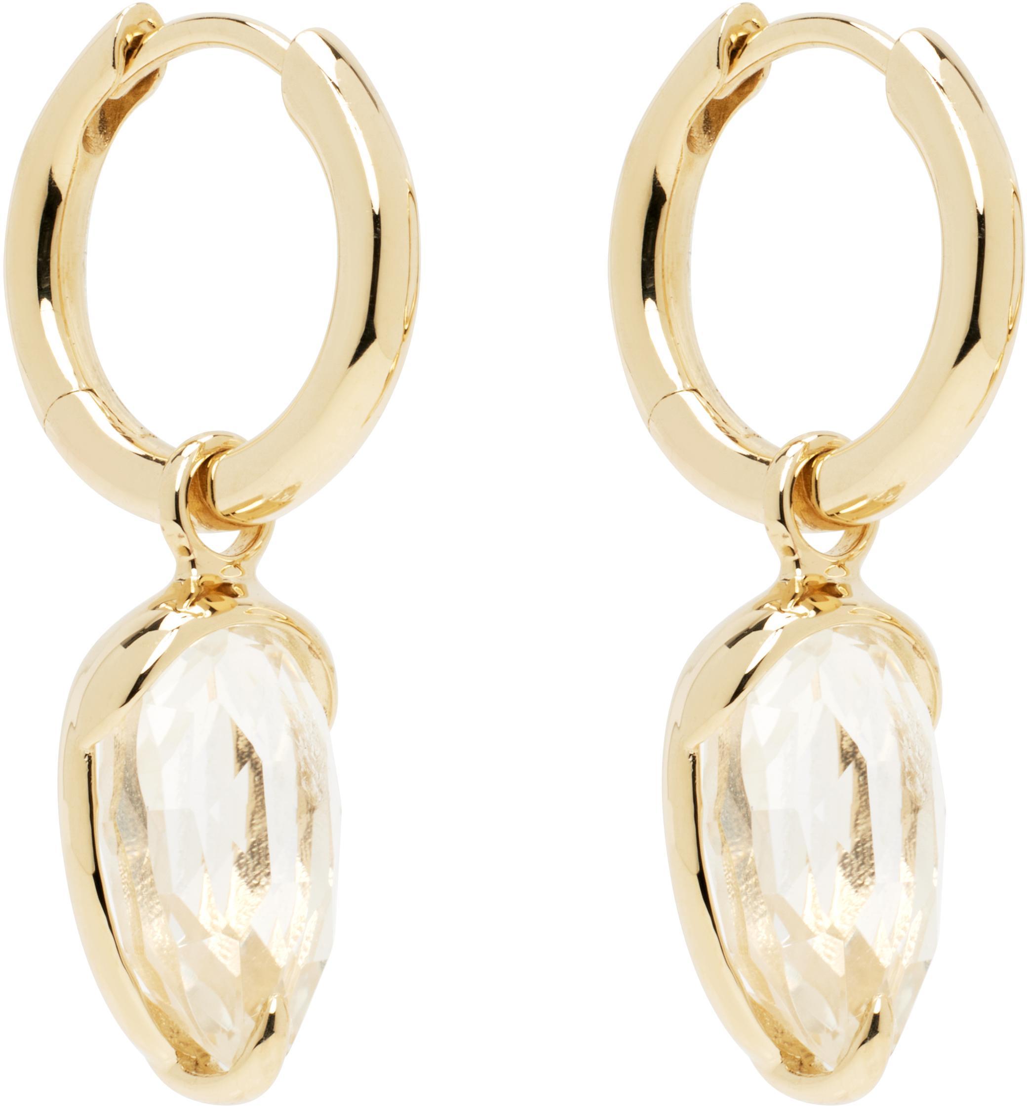 BY PARIAH Acorn Drop Hoop Earrings In White Product Image