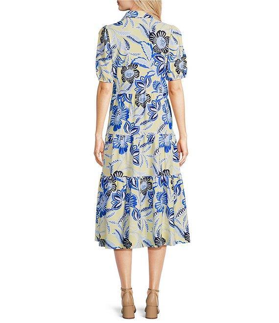 Jude Connally Portia Knit Jude Cloth Blooming Botanics Print V-Neck Tiered Dress Product Image