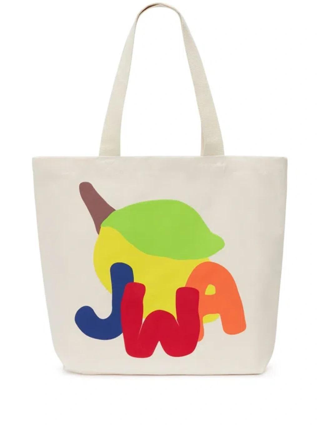 JW ANDERSON Logo-print Tote Bag In White Product Image