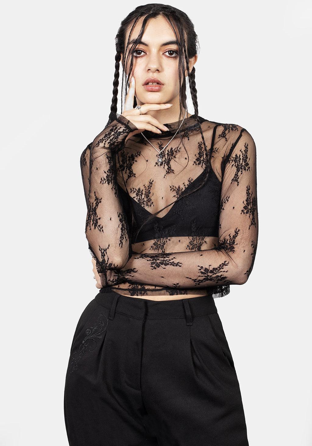 Eternal Lace Crop Long Sleeve Top Product Image