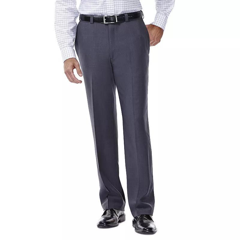 Mens Haggar eCLo Stria Classic-Fit Flat-Front Dress Pants Brown Product Image