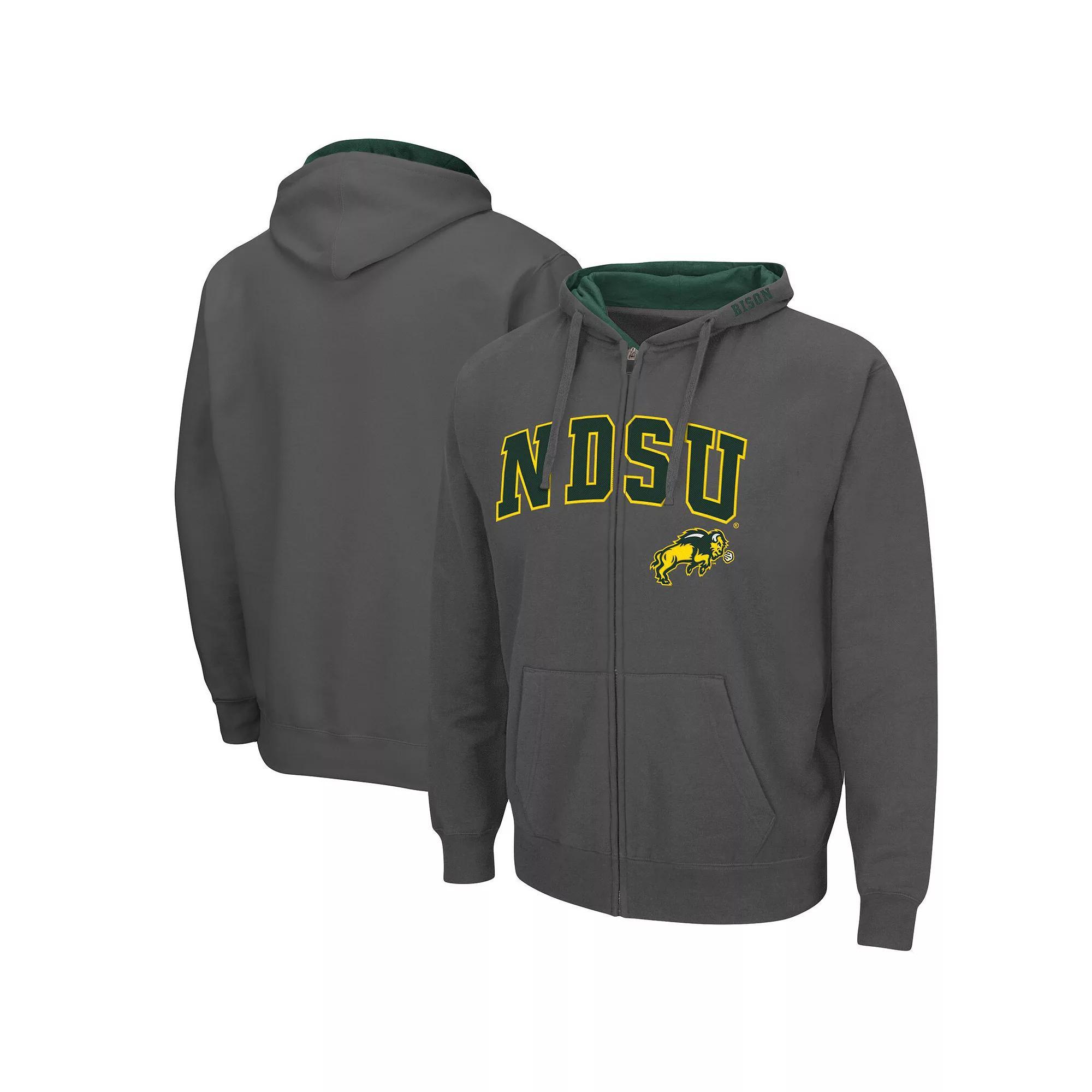 Men's Colosseum Charcoal NDSU Bison Arch & Logo 3.0 Full-Zip Hoodie,  Product Image
