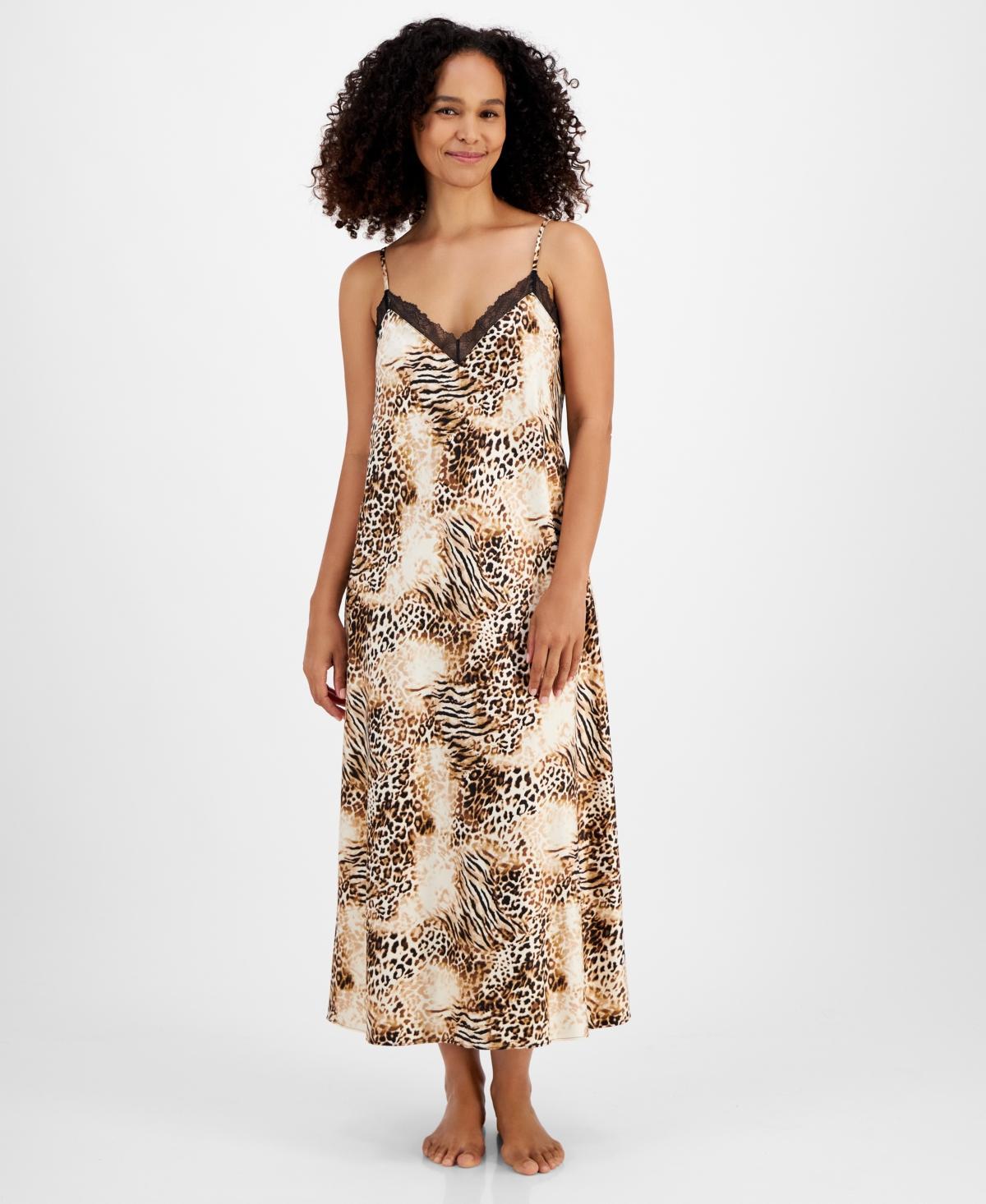 I.n.c. International Concepts Womens Animal-Print Satin Gown, Created for Macys Product Image