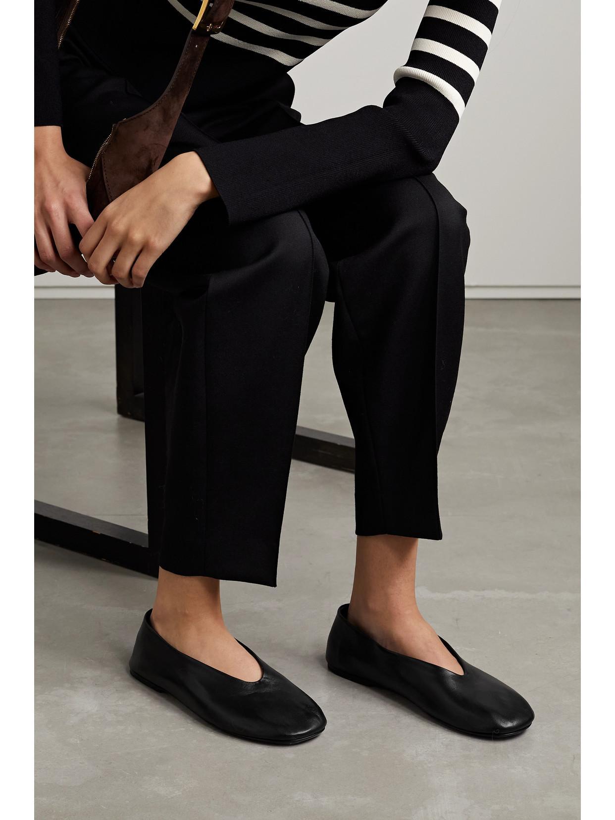 KHAITE Marcy Leather Ballet Flats In Black Product Image