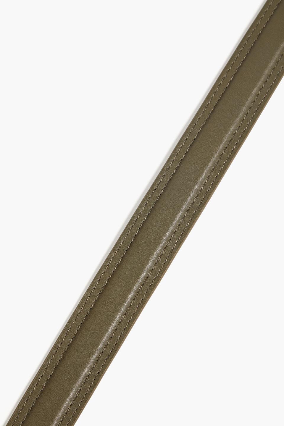 Leather Belt In Army Green Product Image