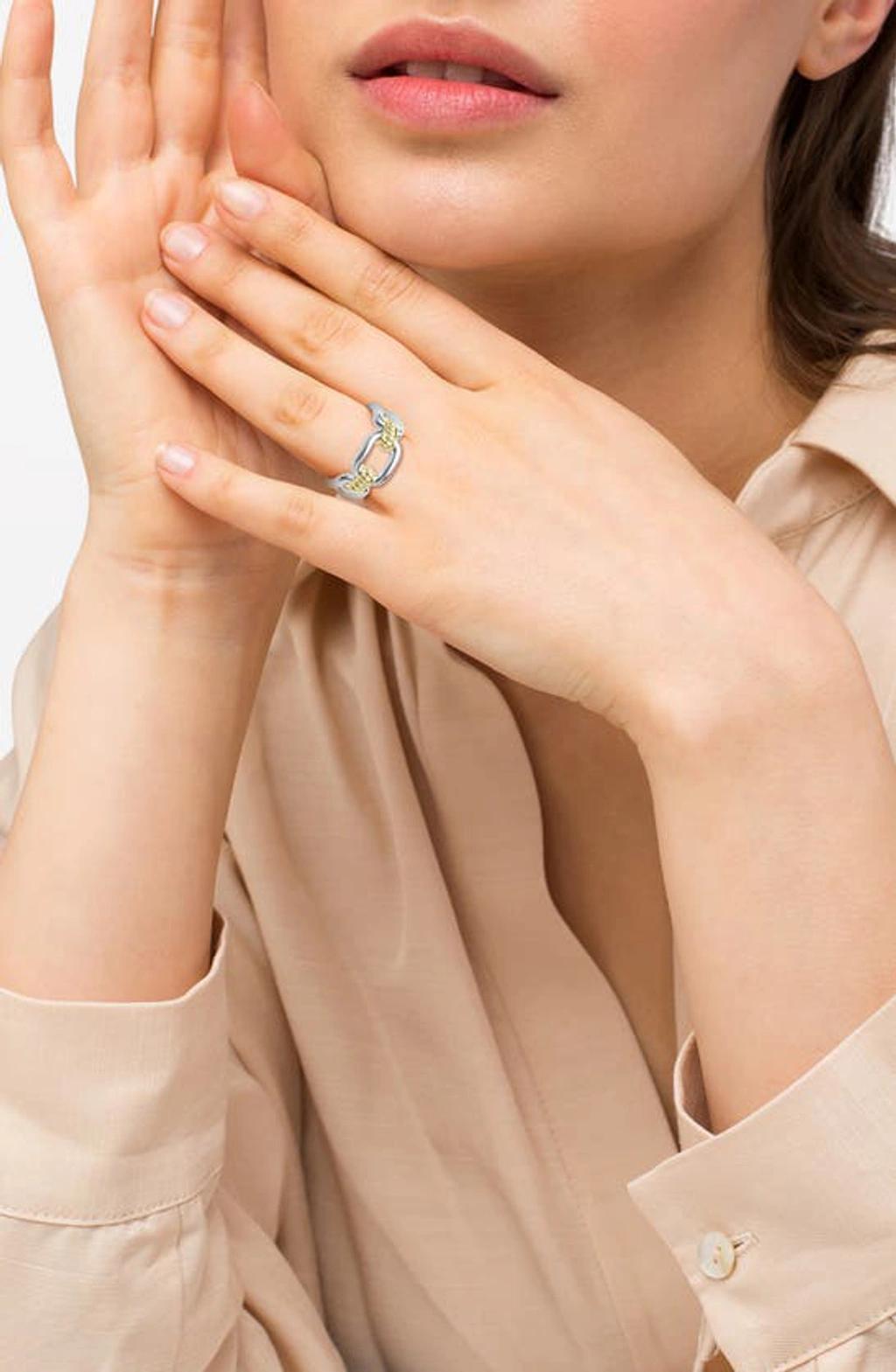 LAGOS Signature Caviar Oval Link Ring In Silver Gold Product Image