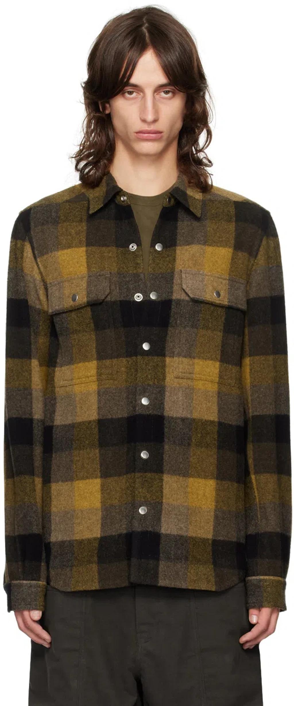 RICK OWENS Tan Porterville Check Shirt In 62p Honey Plaid Product Image