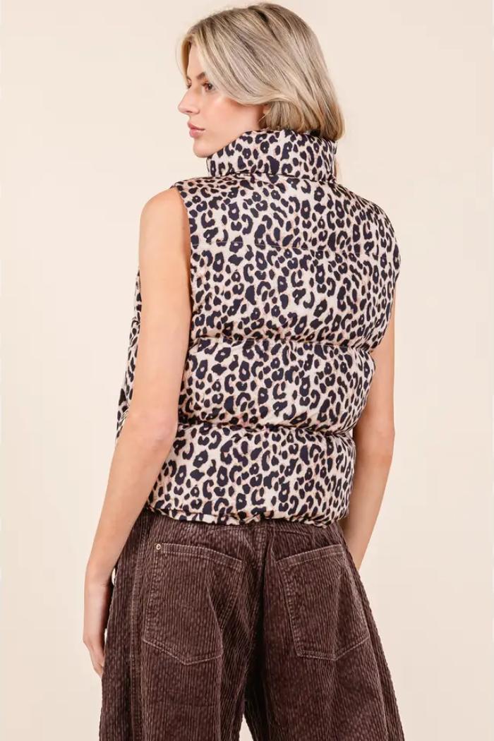 Leopard Puffer Vest Product Image