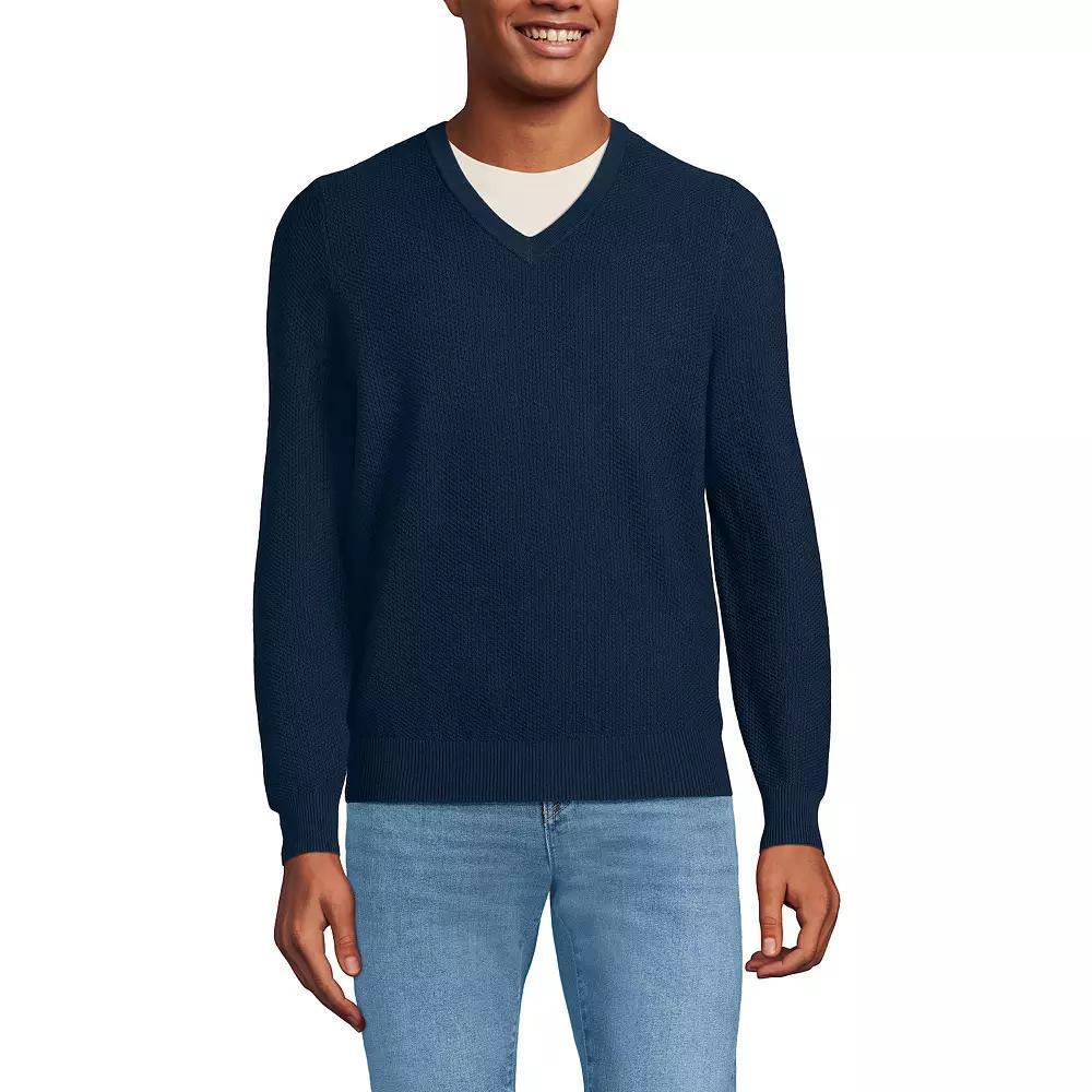 Men's Lands' End Washable Merino Wool V-Neck Sweater,  Product Image