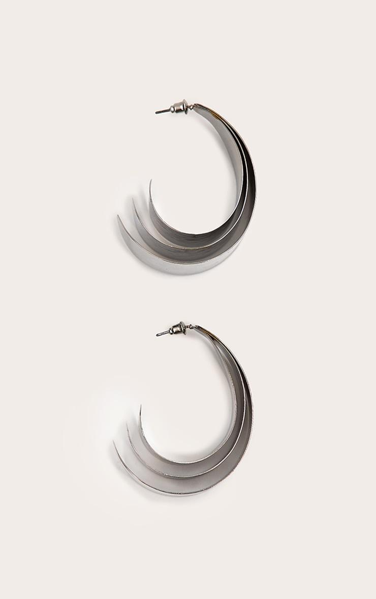 Silver Smooth Multi Layered Hoop Earrings Product Image