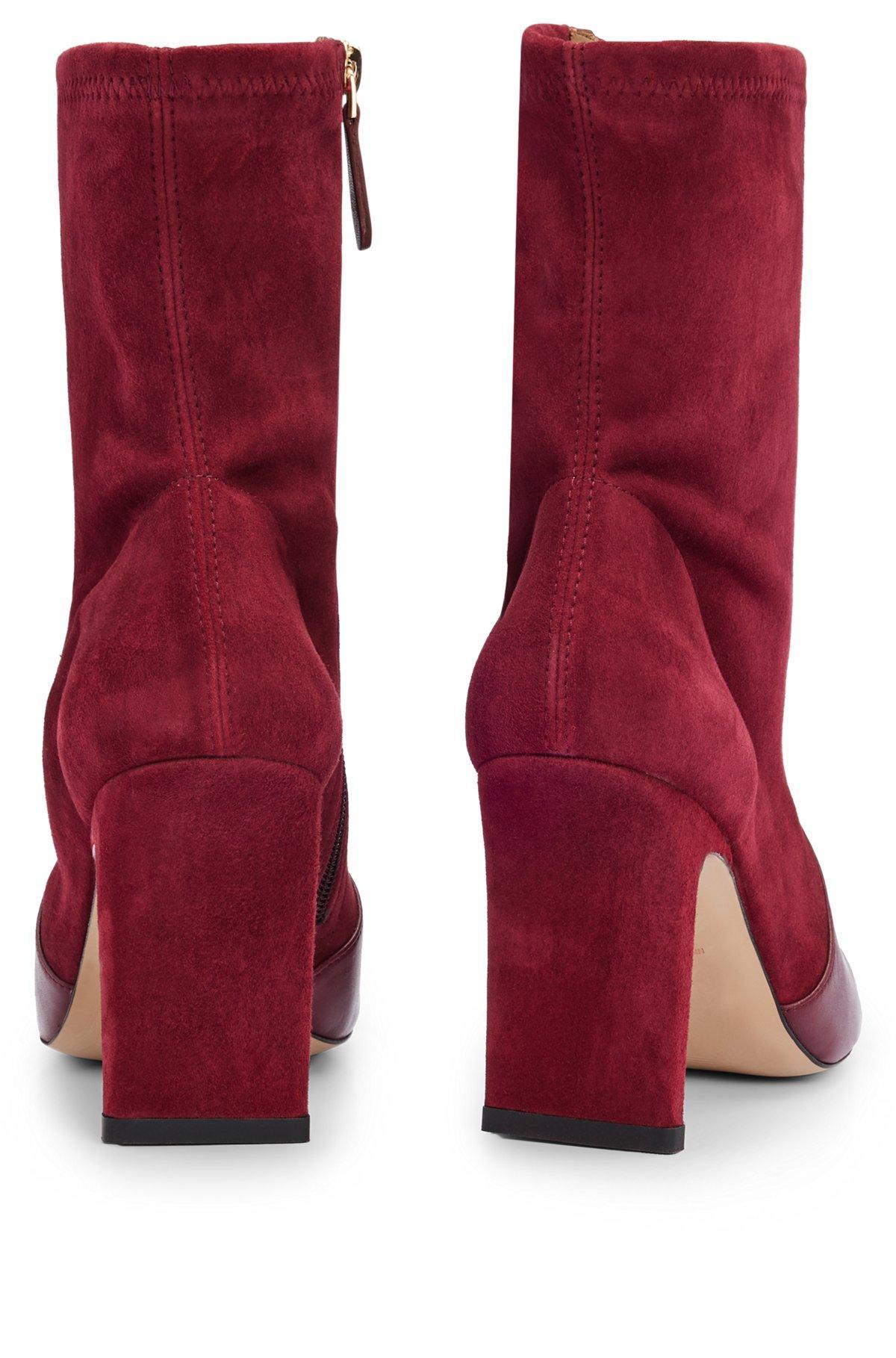 Ankle boots in suede and leather with side zip Product Image