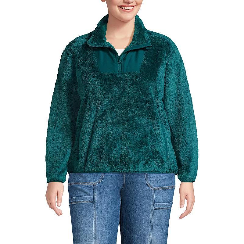 Plus Size Lands End Half-Zip Sherpa Fleece Pullover Sweater, Womens Product Image