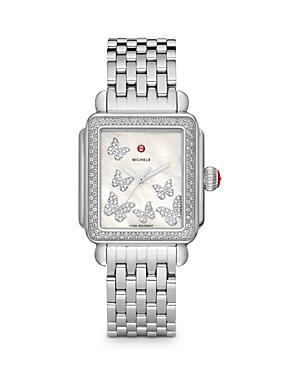 Womens Deco Stainless Steel Diamond Butterfly Watch Product Image