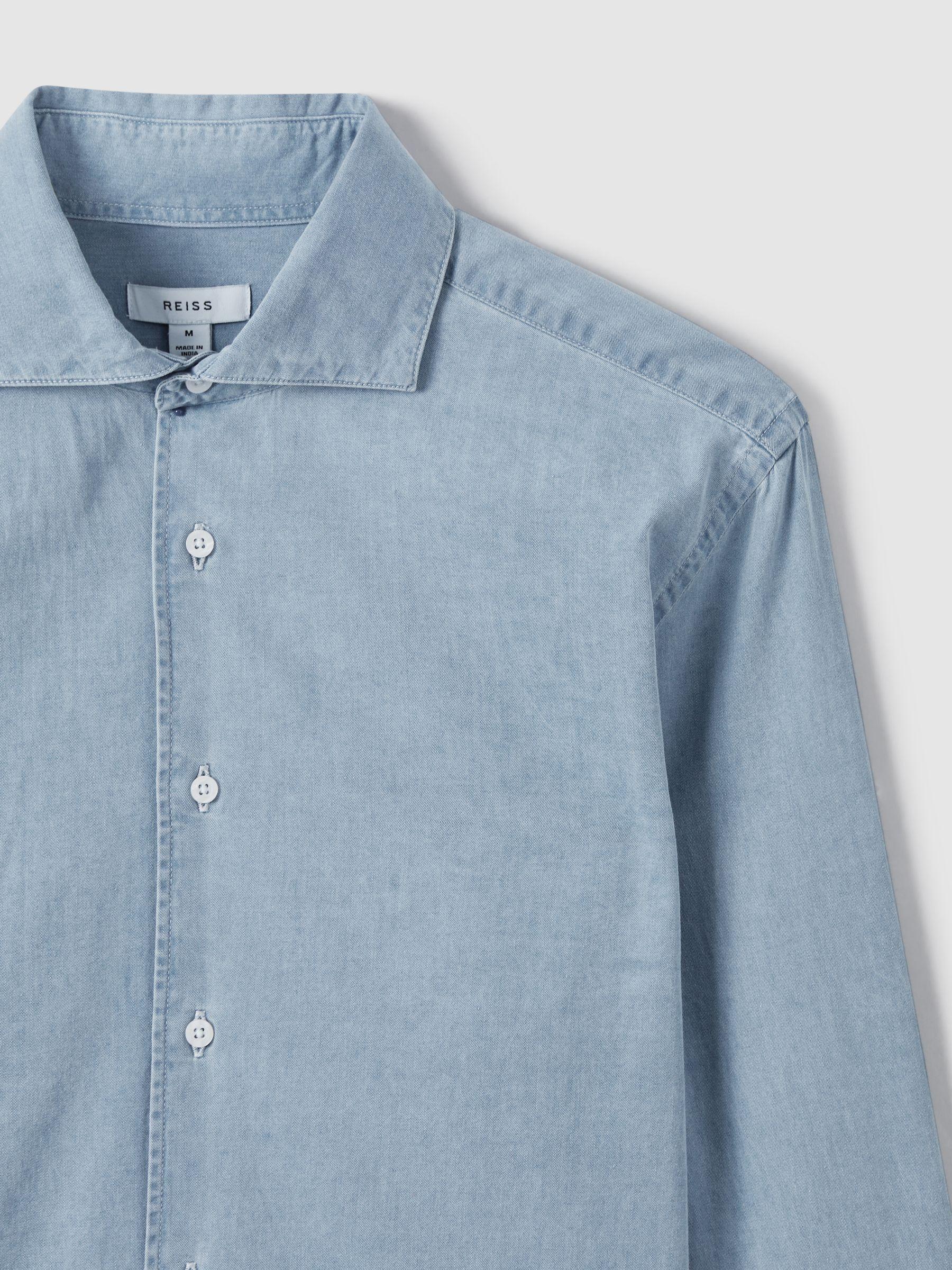 Washed Cotton Chambray Shirt in Blue Product Image