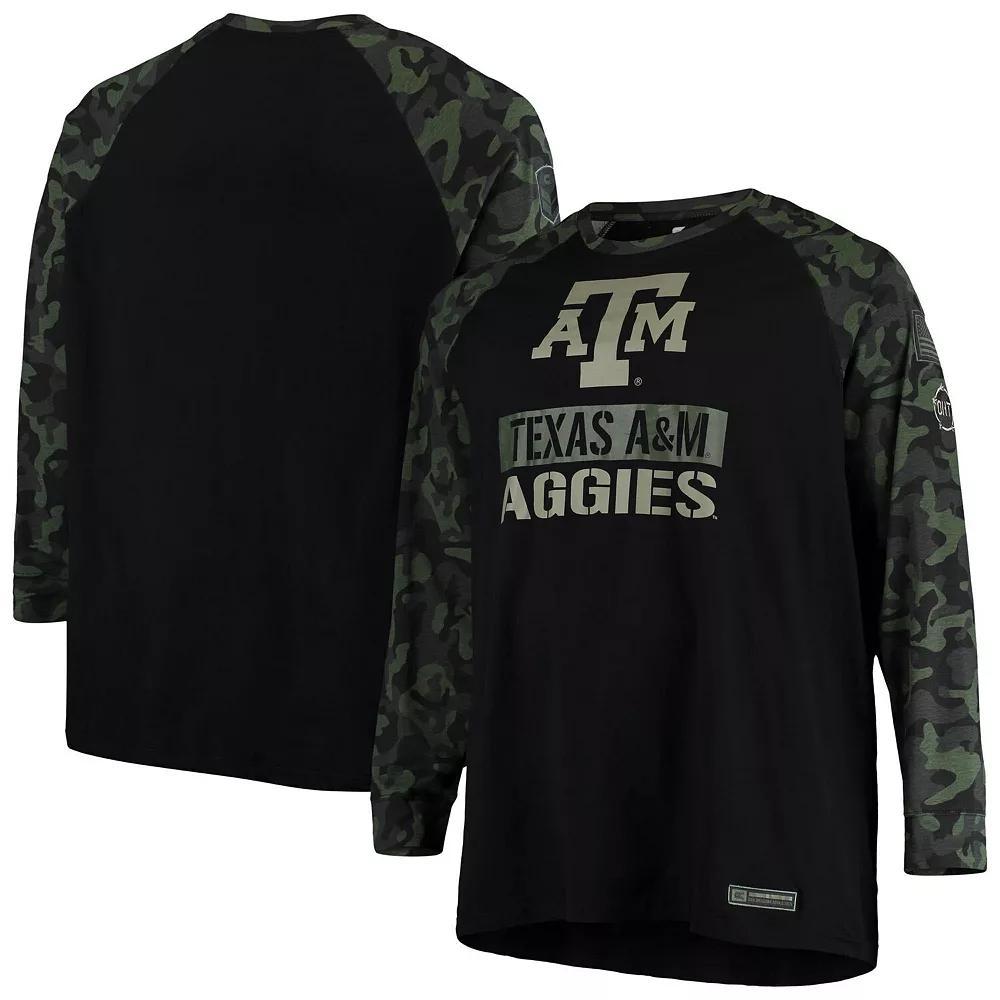 Men's Colosseum Black/Camo Texas A&M Aggies OHT Military Appreciation Big & Tall Raglan Long Sleeve T-Shirt,  Product Image