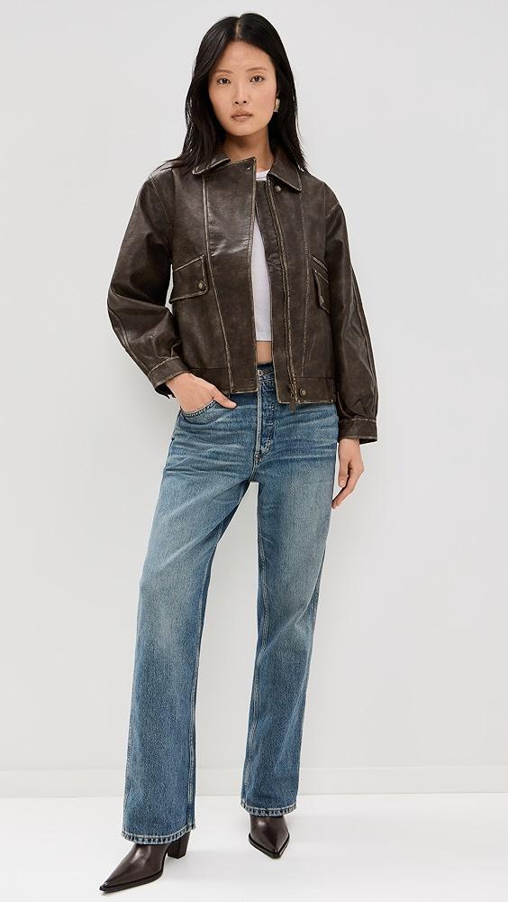 Moon River Neck Collar Faux Leather Jacket | Shopbop Product Image