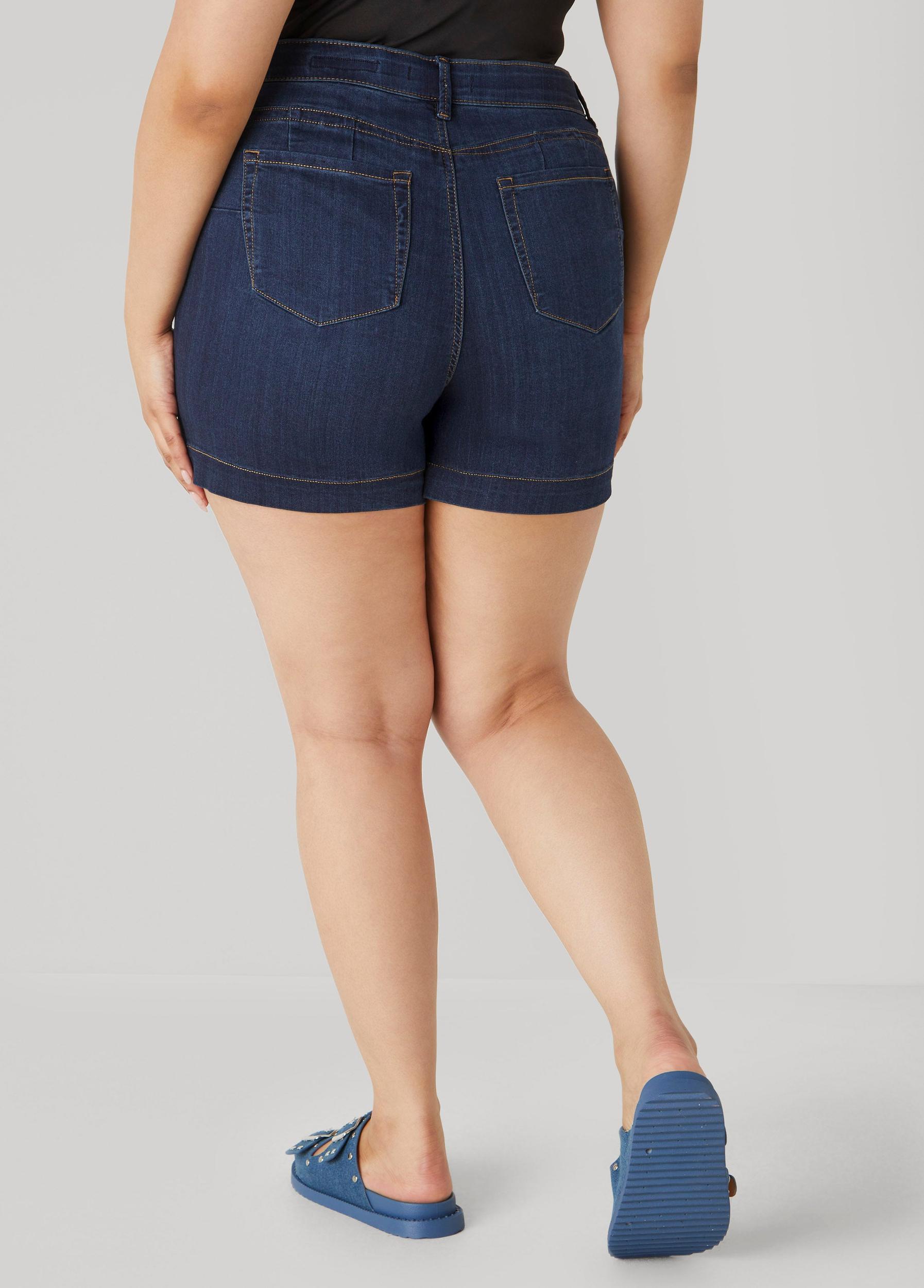 Plus Size Mid Rise Denim Shorts Ashley Stewart Product Image