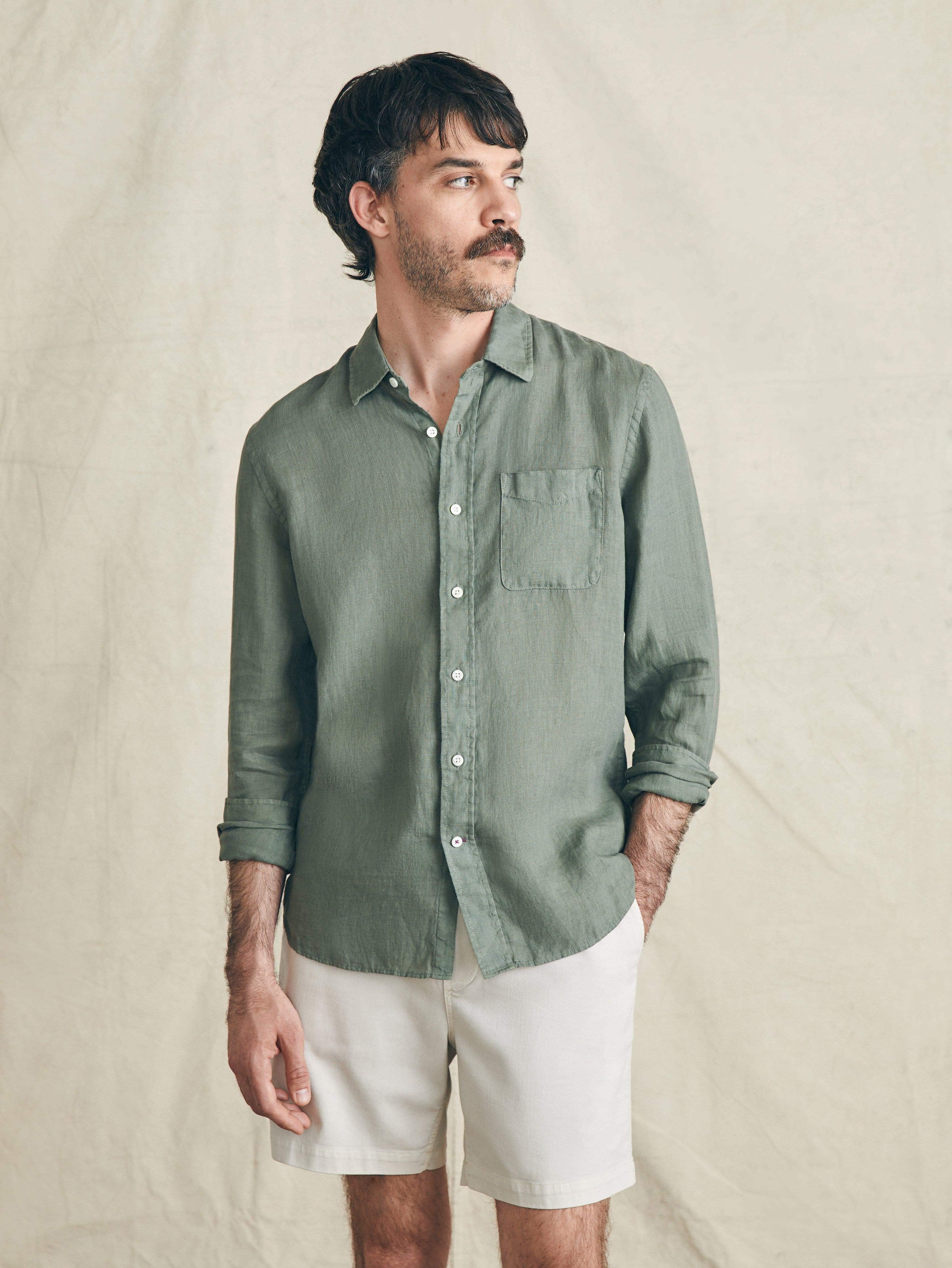 Laguna Linen Shirt - Desert Olive Male Product Image